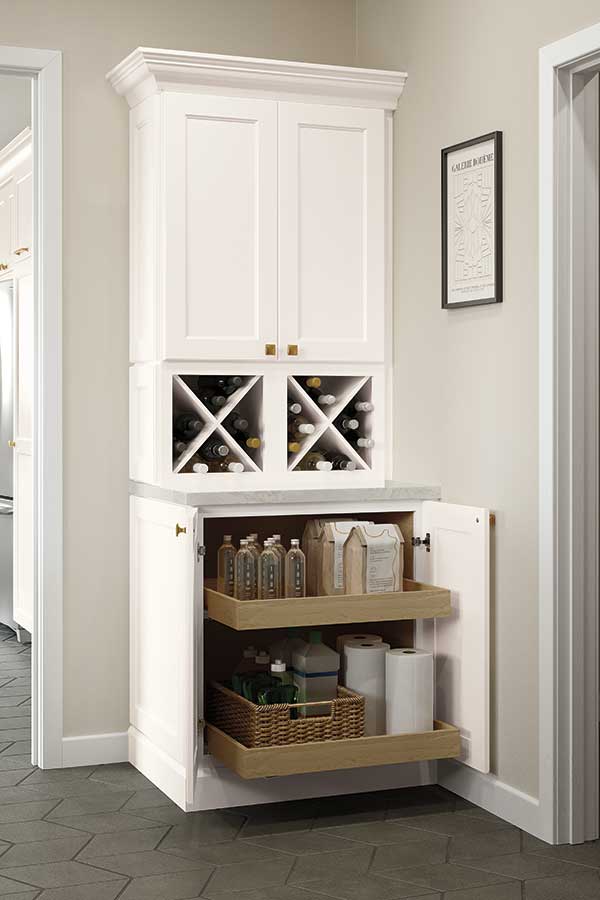 full height base double door with roll trays in white